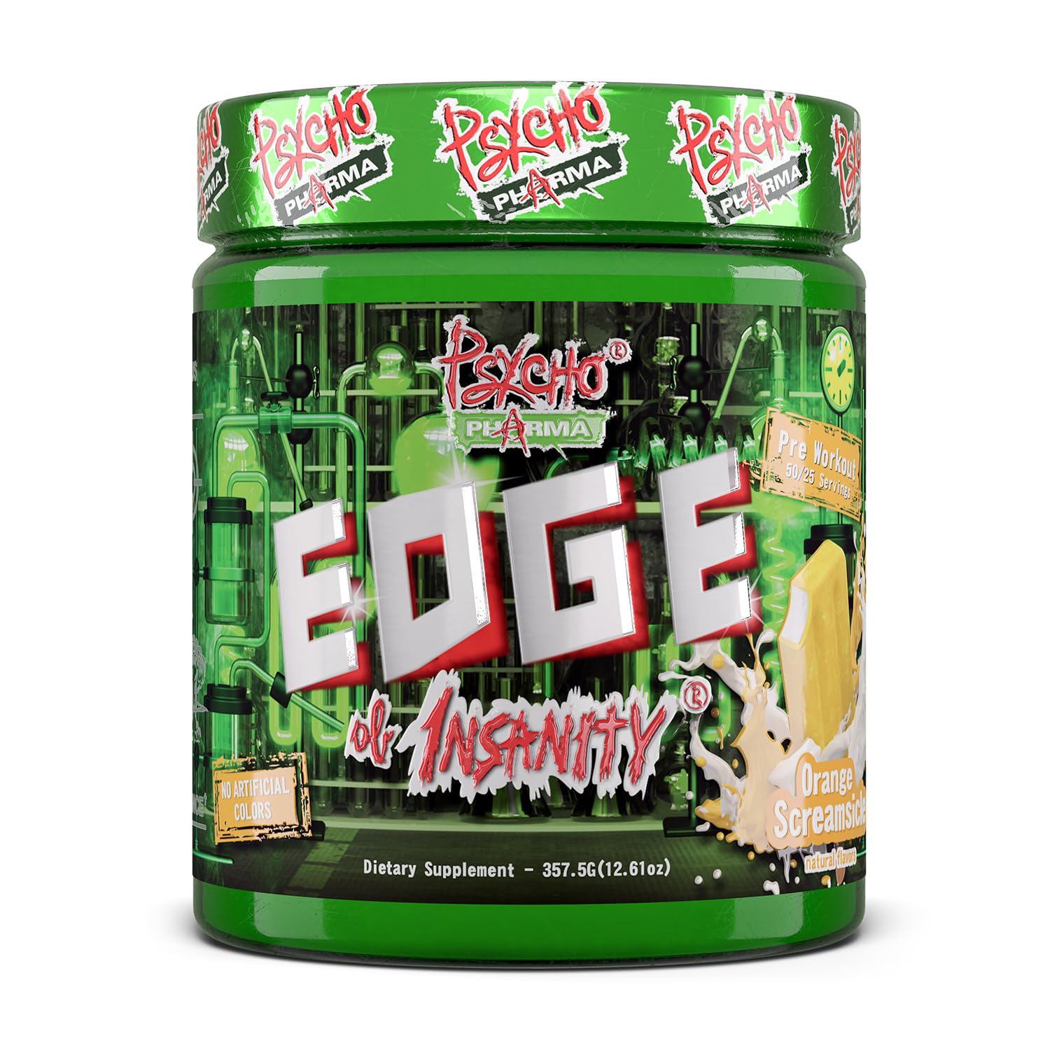 Psycho Pharma Strongest High Stim Preworkout Powder - Edge of Insanity - Most Intense Pre Workout Supplement for Pumps, Strength, Energy and Feel Good Focus. Rivals Famous PWOs of The Past