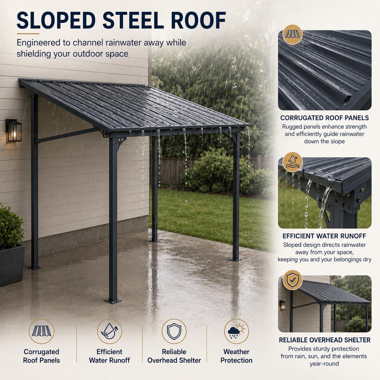 Kingdura 8x8 Wall Mounted Gazebo Review: Hardtop Lean-To Pergola with Galvanized Steel image 5