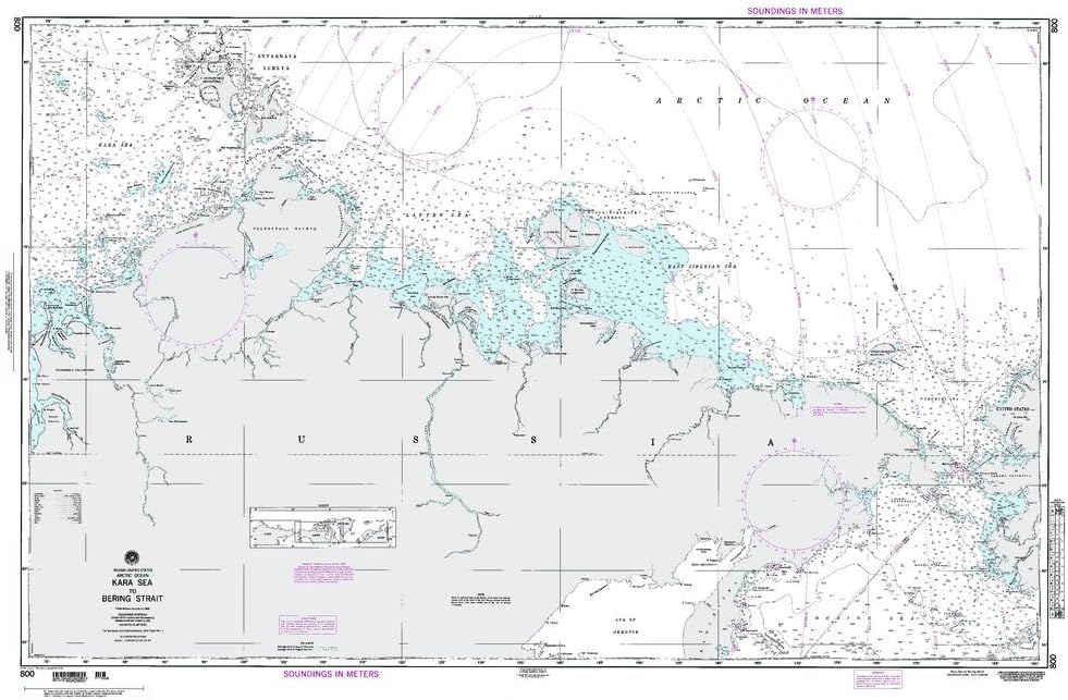 Paradise Cay Publications NGA Chart 800: Russia United States Artic Ocean Kara Sea to Bering Strait