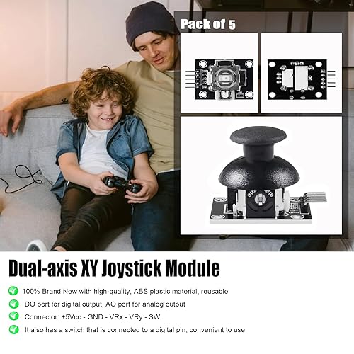 Vista 2 de Diitao 5PCS Dual-axis XY Joystick ModuleJoystick Game ControllerGame Joystick Lever Sensor Breakout Module Replacement Joystick Analog Thumb Stick