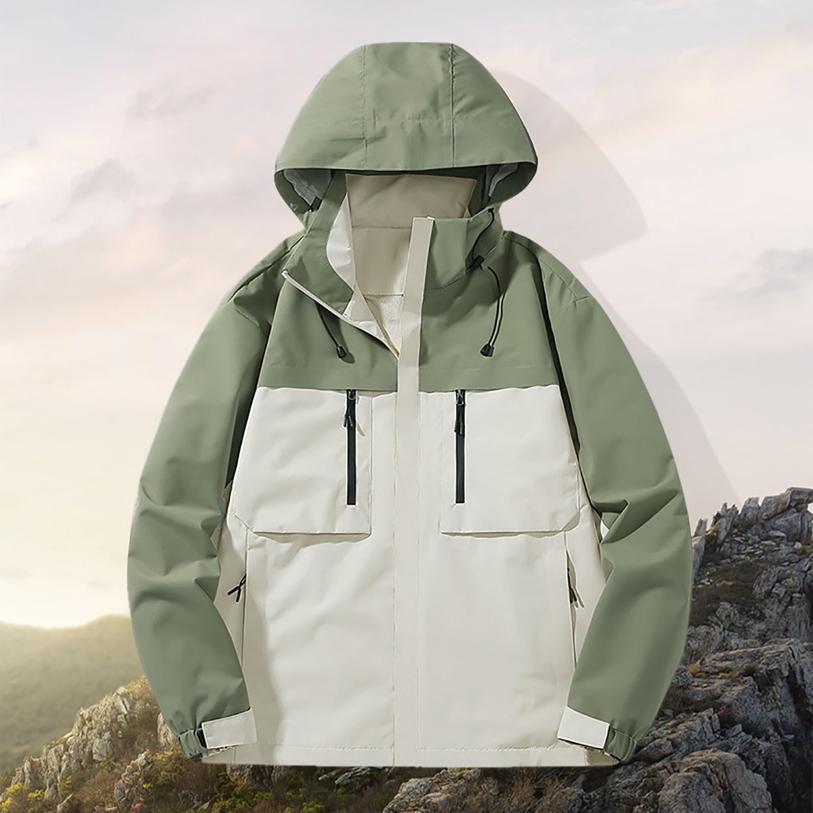 Giubbotto Impermeabile Uomo, Giacchetto Estivo Uomo, Giacca Antipioggia con Cappuccio Impermeabile da Escursionismo Leggera Trench All'aperto Softshell Uomo Estivo per L'uso Quotidiano E All'aperto