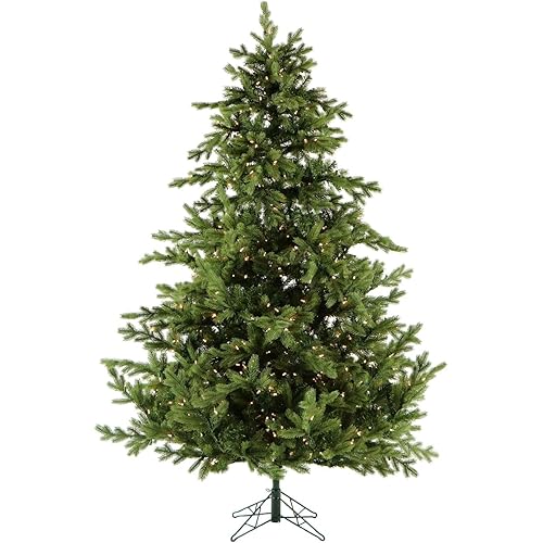 Fraser Hill Farm 7.5-Ft. Foxtail Pine Artificial Christmas Tree with White Incandescent Smart Lights and Stand, Prelit Foldable Fake Tree with Realistic Foliage for Home Decoration