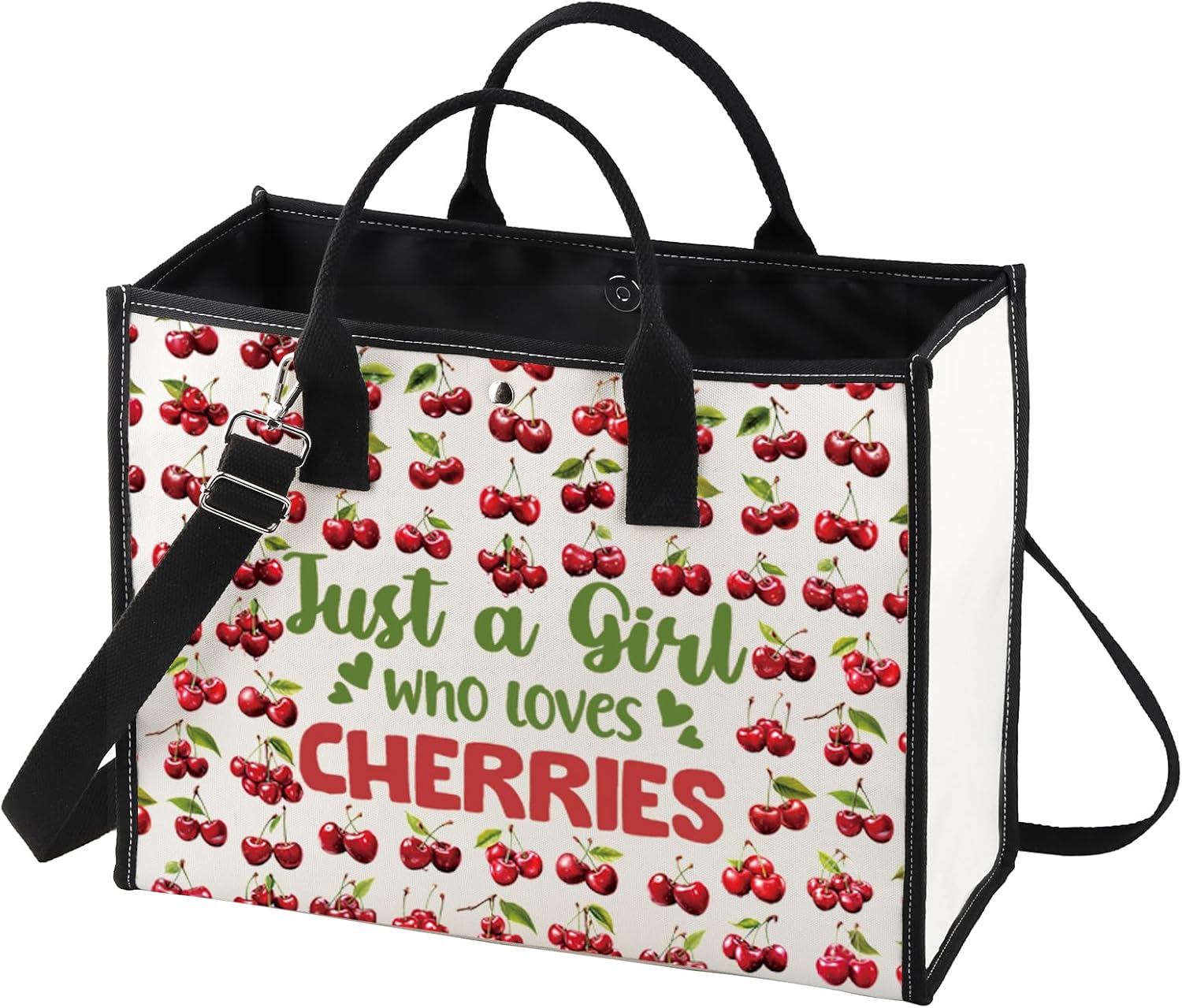 LEVLO Funny Cherry Cosmetic Bag Fruit Lover Gift Just A Girl Who Loves Cherries Makeup Zipper Pouch Bag Cherry Lover Gift For Women Girls (Loves Cherries LT)
