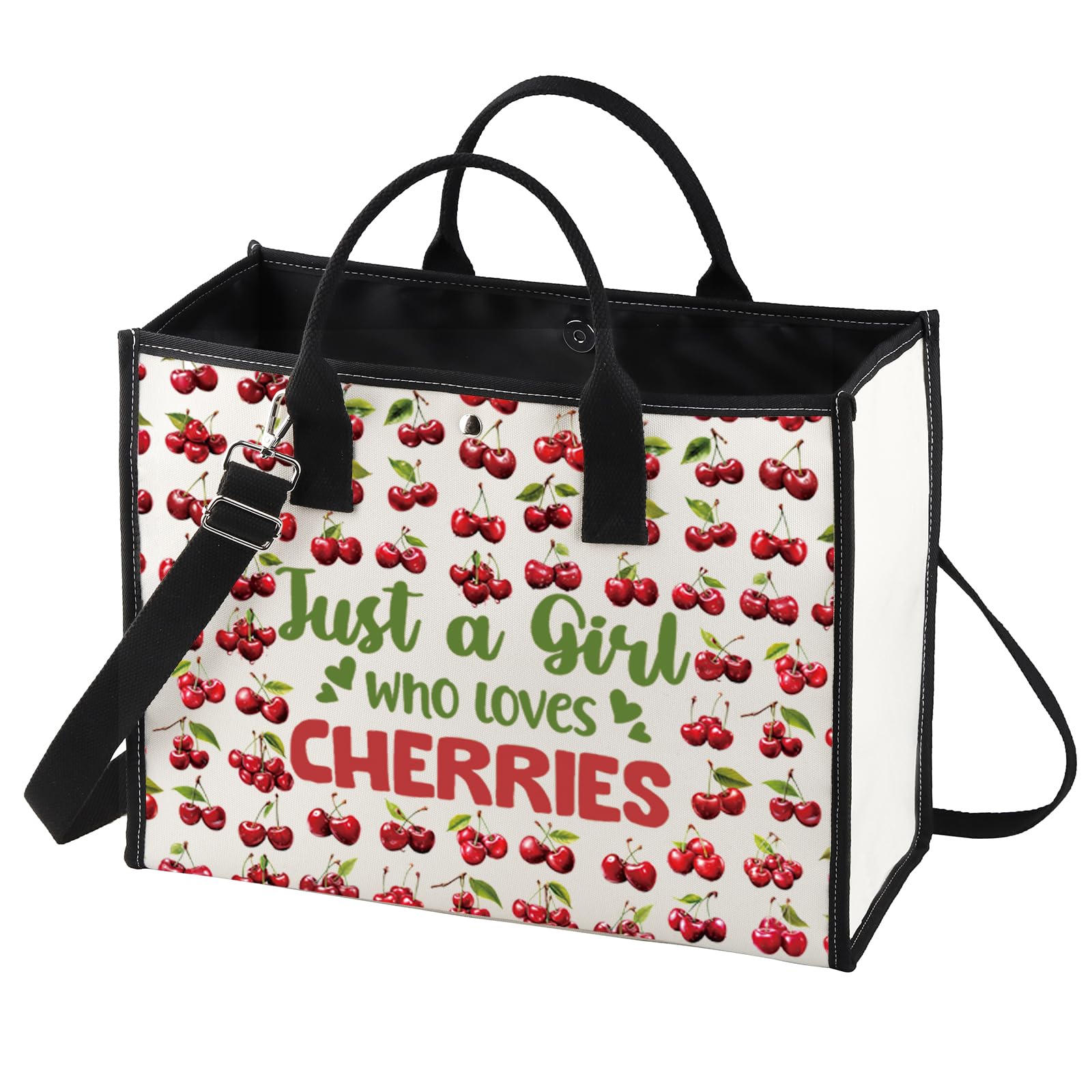 LEVLO Funny Cherry Cosmetic Bag Fruit Lover Gift Just A Girl Who Loves Cherries Makeup Zipper Pouch Bag Cherry Lover Gift for Women Girls Loves Cherries LT