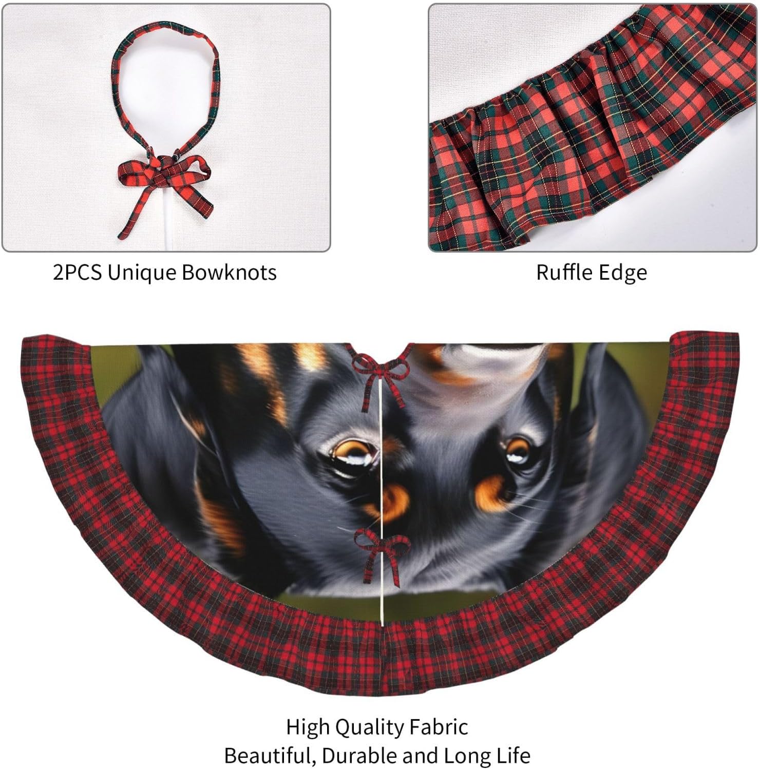 ロットワイラー柄プリントクリスマスツリースカートサンタクリスマスデコレーションホリデーパーティー48インチ36インチ30インチクリス