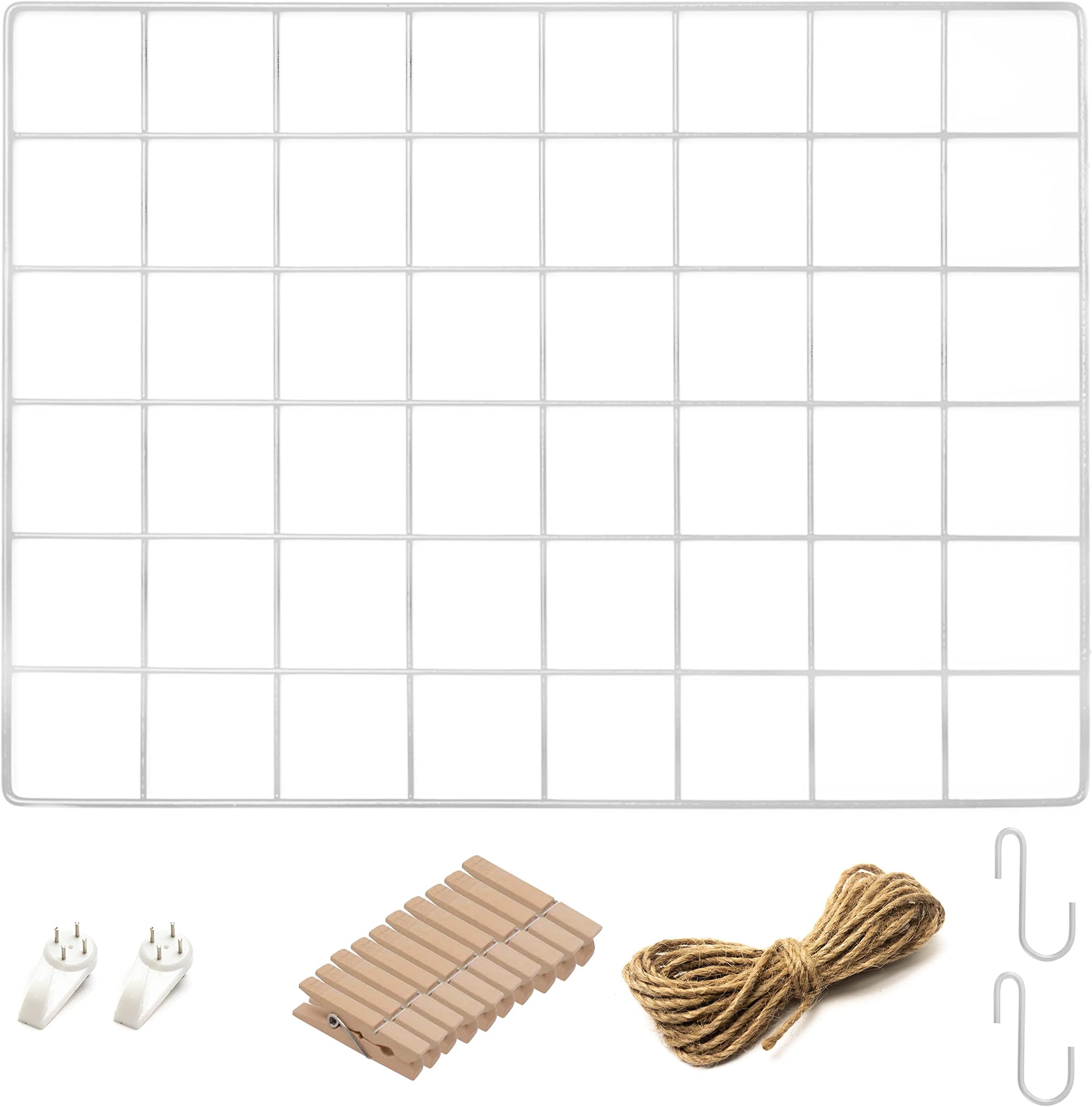1 Pack Wire Wall Grid Panel | Hanging Home, Office & Kitchen Décor | Mesh Storage Organizer & Picture Frame | Wire Notice Board | Memo & Photo Board | Wall Display | Metal & White