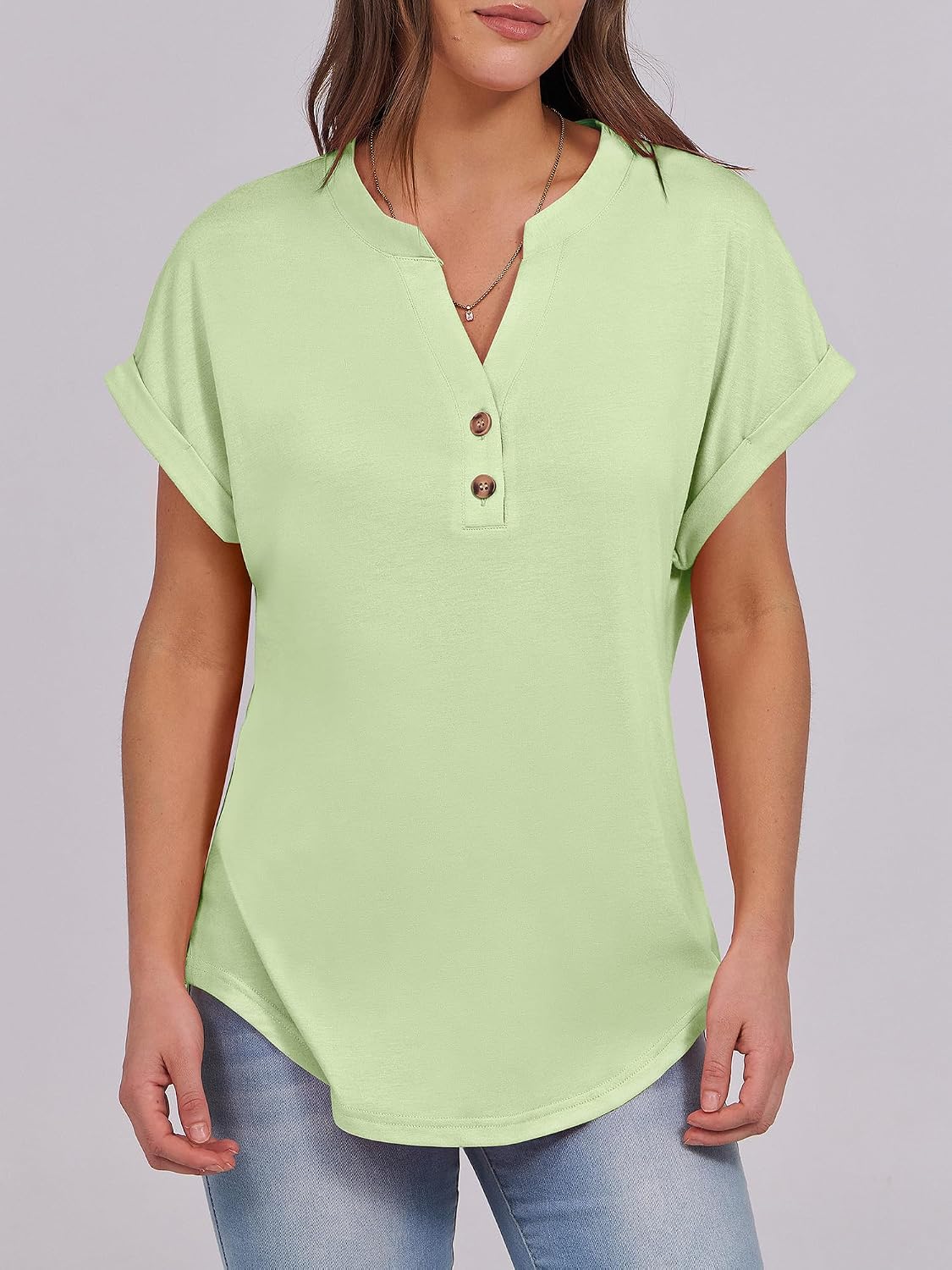 ANRABESS Womens Short Sleeve Henley Tops V Neck Dressy Casual Blouses Summer Trendy Tee Shirts 2026 Vacation Fashion Clothes thumbnail