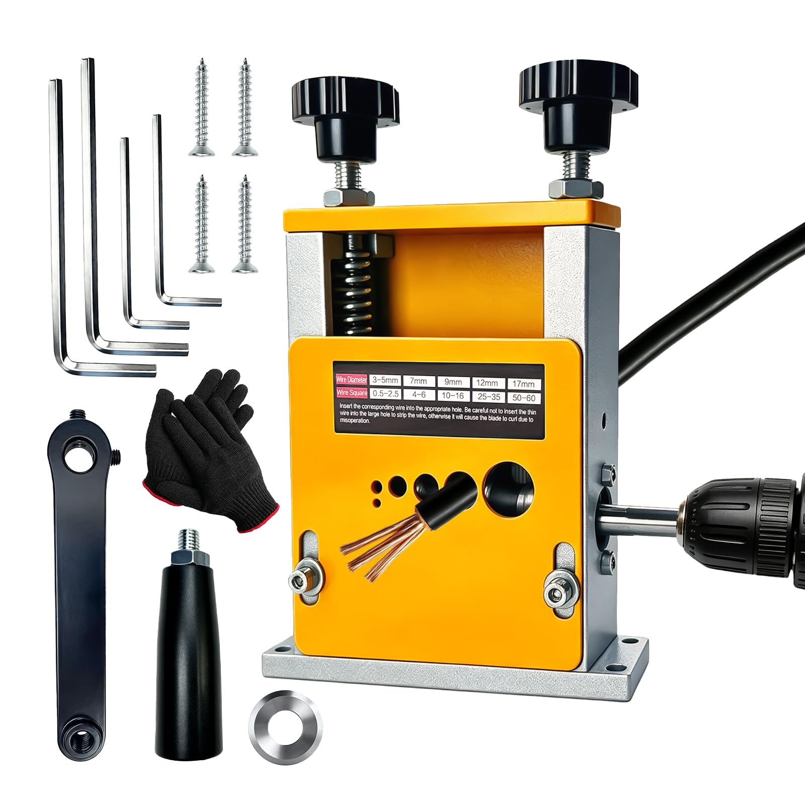 Machine à Dénuder, Machine a Denuder le Cuivre avec 6 Canaux et 5 Lames pour Câble de 3-17 mm Denudeur Cable Electrique avec Manivelle ou Perceuse pour le Recyclage des Fils de Cuivre