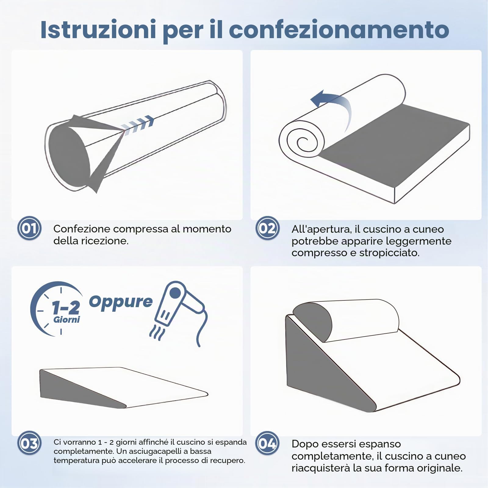 Cuscino da lettura per letto e divano, cuscino curvo a cuneo con memory foam, schienale ergonomico, cuscino reflusso, custodia lavabile, cuscino da reflusso per adulti, 50 x 50 x 30 cm