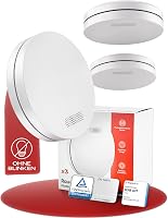ALPENLUFT 3 db Füstérzékelő 10 Éves élettartammal- Lapos Tűzjelző Készlet Hálószobákba, LED Villogás Nélkül, Fúrás Nélküli Telepítés 1