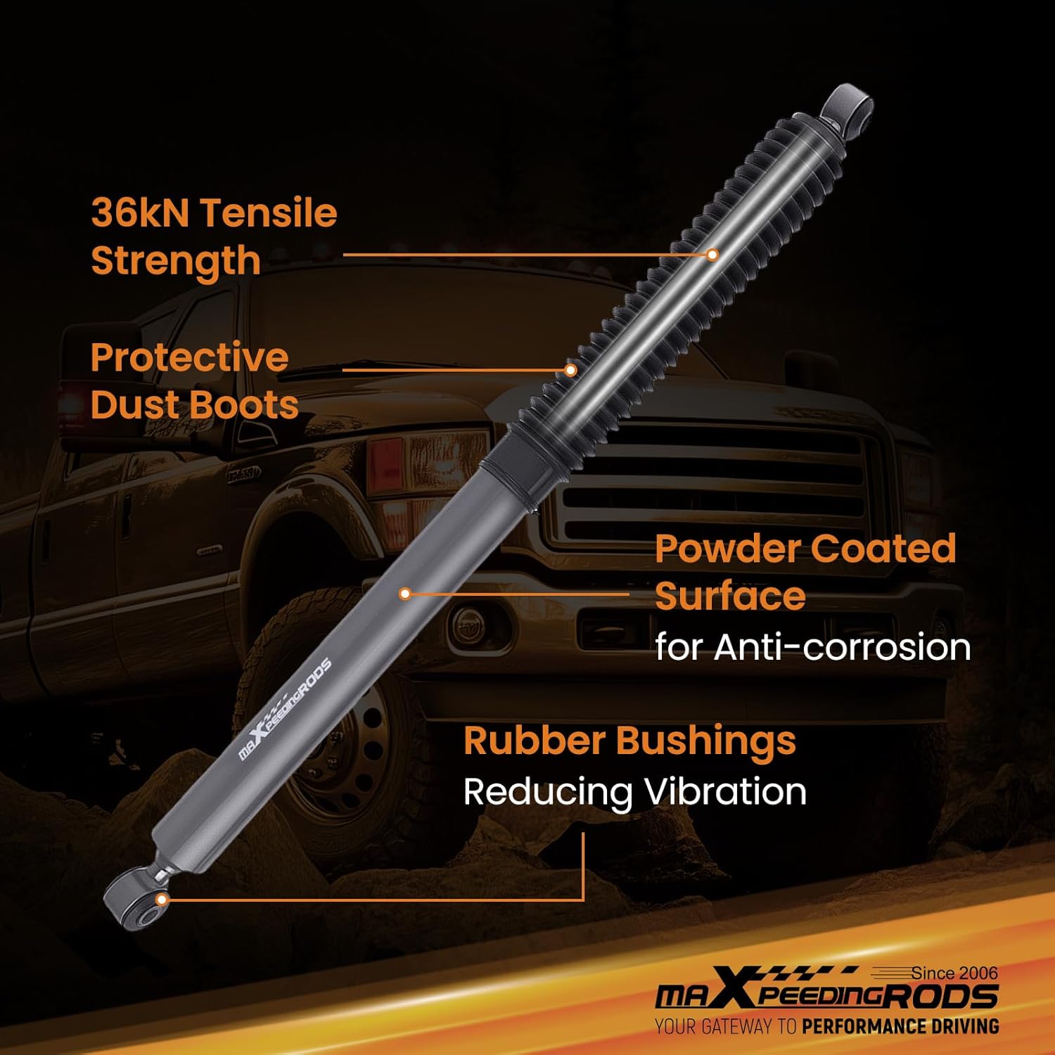 maXpeedingrods 2.5-4.5" Rear Shocks for 1999-2016 Ford F-250 F-350 Super Duty 4WD, G1 Version