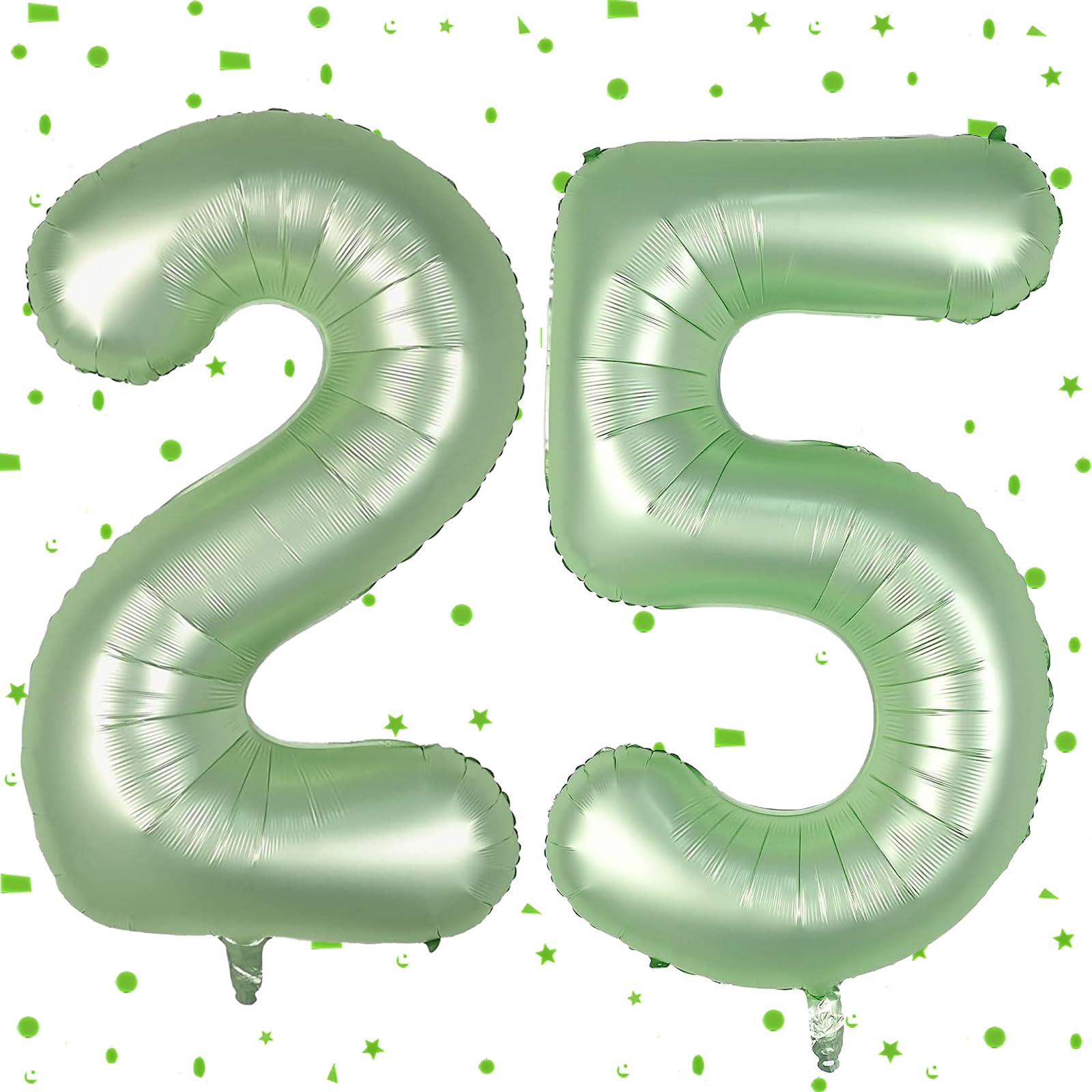 Salbeigrün Luftballon 25,Zahlen Luftballon Olivgrün,40 Zoll Salbeigrün Folienballon 2&5,101cm Zahlenballon 25 Helium Ballon Luftballon 25 Geburtstag für 25th 52th Geburtstagsdeko Frauen Männer