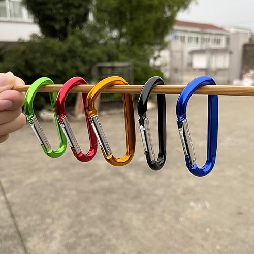 Miniatura 6 de XIECHANEE Clips de mosquetón de aluminio de 3 ", hebilla de gancho de mosquetón de llavero con forma de anillo D 12PCS