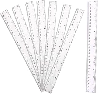 8Pcs Rulers 30cm Clear Plastic Rulers Long Ruler 12 Inch Ruler 30 cm Ruler Set Shatterproof Transparent Ruler Straight Shatter Resistant Ruler Measuring Ruler Multipack for Kids Student School Office