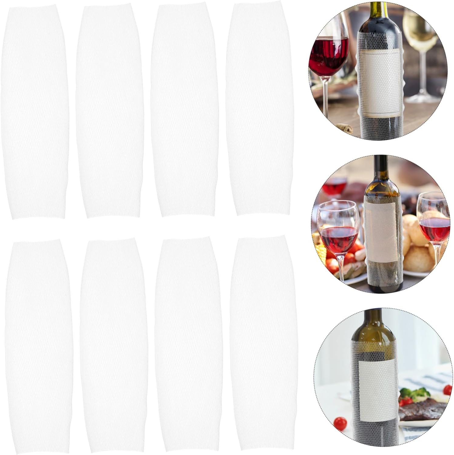 SHOWERORO 100pcs Pe Mesh Wine Bottle Covers Elastic Net Bottle Protectors Scratchproof for Travel Storage