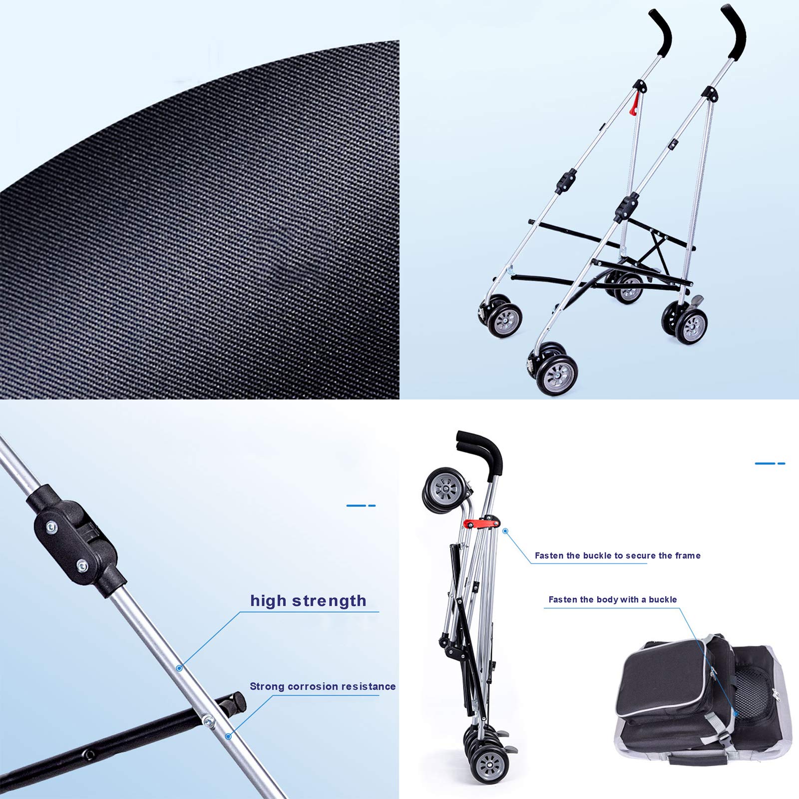 BAKAJI Kinderwagen voor honden en katten, 2-in-1, met
