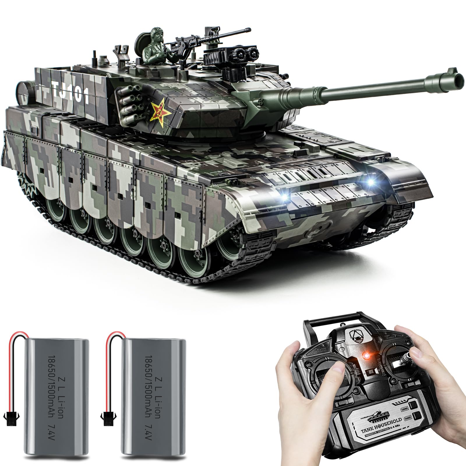 Supdex 1:18 RC Tank, 2.4Ghz Chinese 99 Main Remote Control Battle