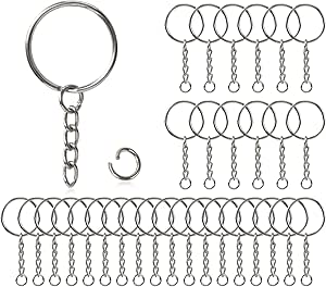 60 Anelli Portachiavi Con Catena E Viti - Acciaio Inox, 25mm, Per Fai Da Te E Gioielli - Foto 7
