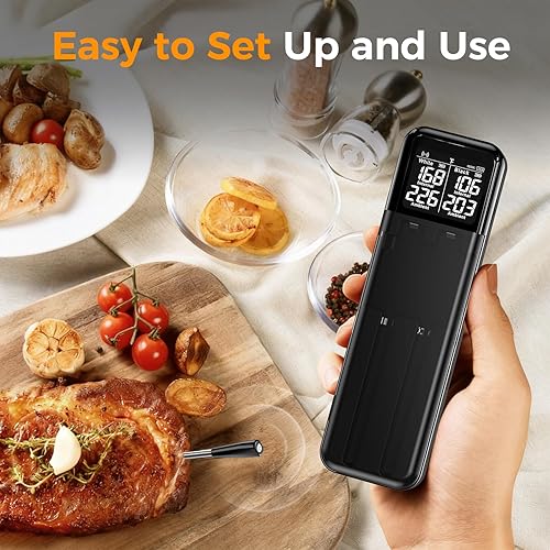 Miniatura 7 de Termómetro inteligente inalámbrico para carne, termómetro digital de cocina con sensores duales de alta precisión, paquete de 2 sondas de cerámica