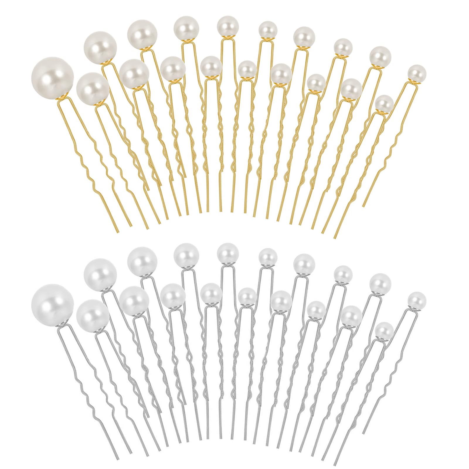 パール 髪飾り Uピン 38本セット パール ヘアピン パールピン 6種類のサイズ 直径8-20mm ヘアアクセサリー 髪留め 前髪 ヘアクリップ 普段使い 卒業式 和装 撮影 結婚式 花嫁などの髪飾り用 髪飾り 人気ヘアピン