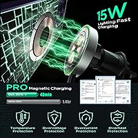 Vista 2 de Cargador de coche MagSafe, cargador inalámbrico magnético de 15 W, soporte de teléfono para salpicadero de ventilación de aire, soporte universal