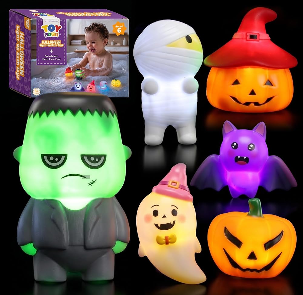 TOY Life 할로윈 목욕 장난감, 유아용 라이트 업 워터 장난감 6개 — 사진 1