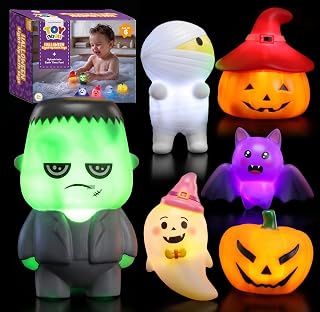TOY Life 할로윈 목욕 장난감, 유아용 라이트 업 워터 장난감 6개
