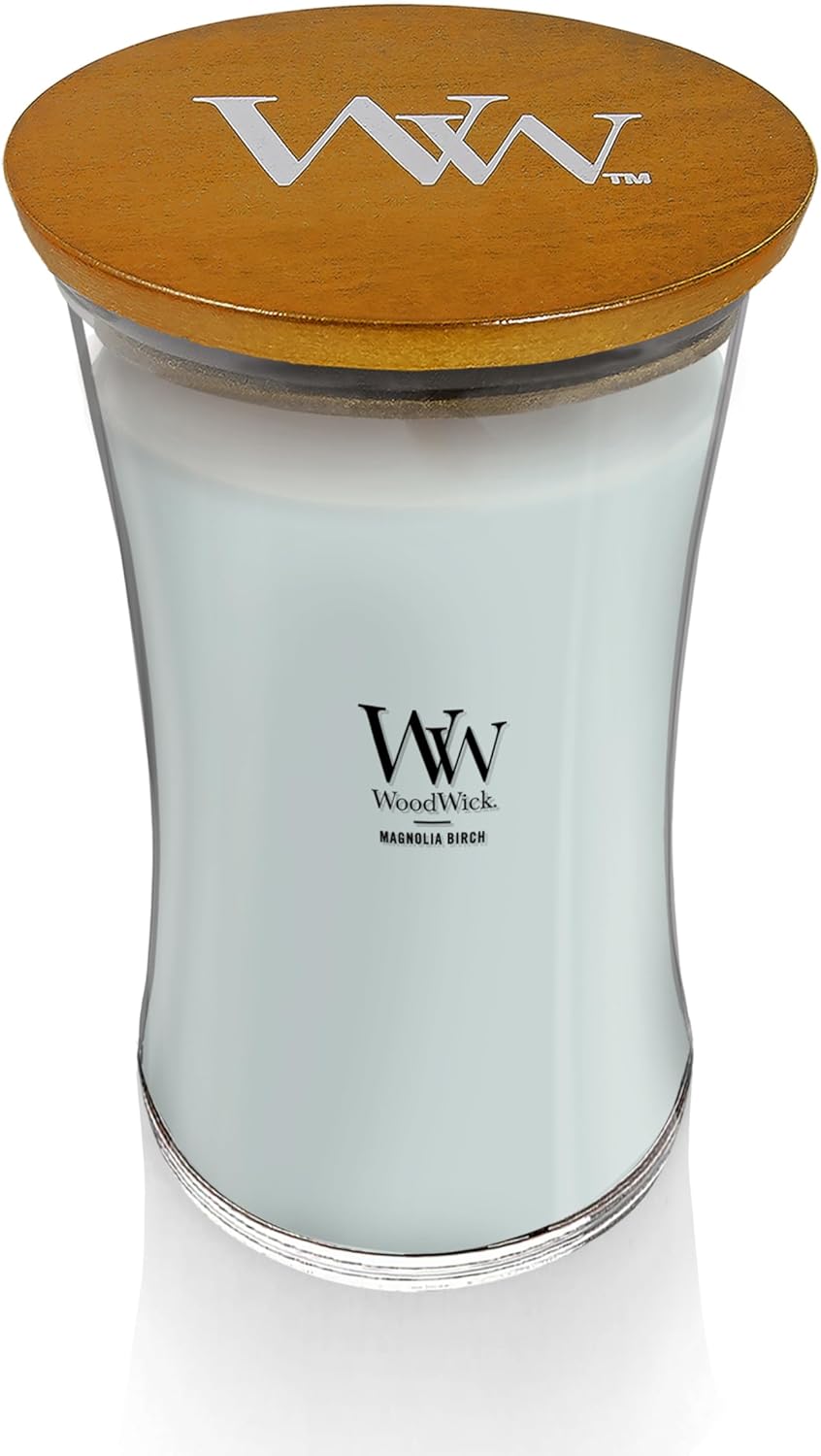 WoodWick Magnolia Birch Holiday Candle Gifts for Women and Men, 21.5 oz Large Hourglass Candle with Crackling Wick - Image 2