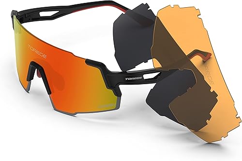 TOREGE Gafas de sol deportivas polarizadas con 3 lentes intercambiables para hombres y mujeres, gafas de béisbol TR65 disponible en Yaxa Peru