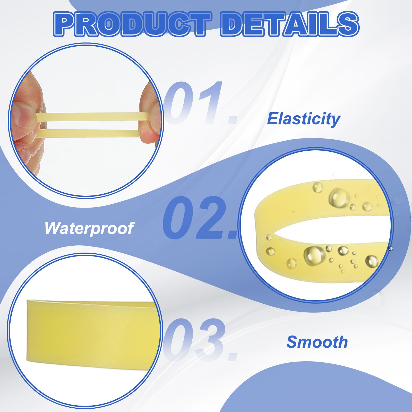 PATIKIL Silicone Rubber Bands Cable Ties 1.1", 200 Pcs Flat Rubber Elastic Band for Office Supplies Home Cord Wrapping Yellow - Image 3