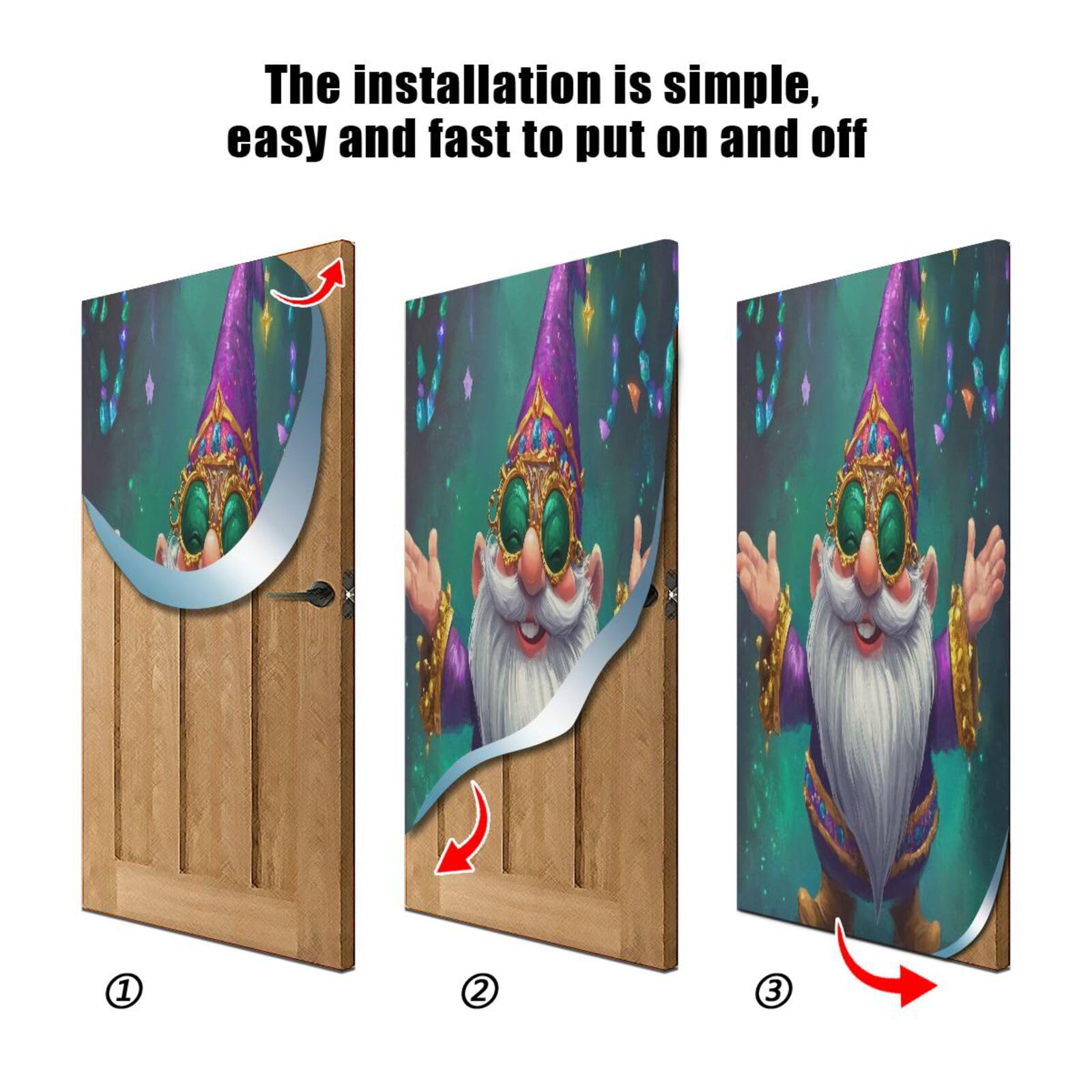 FLildon Mardi Gras Rich Gnome Door Cover Decoration, Party Accessory Porch Decor for Festive Ornament Room Door Covers 32 x 79 Inch