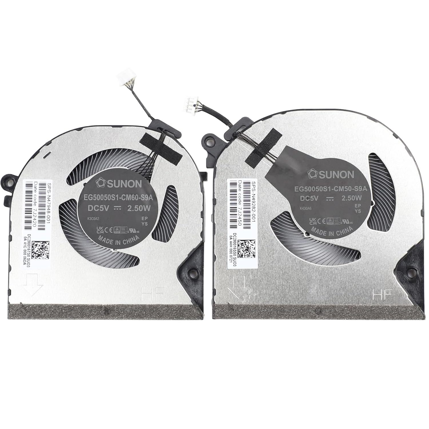 CPU+GPU Cooling Fan Replacement for HP Envy x360 15-FH 15Z-FH 15-FE 15-FH0013DX 15-FH0097NR 15-FE0013DX/53DX/73DX 15-F0010CA /17CA N49282-001 N47948-001 EG50050S1-CM50-S9A EG50050S1-CM60-S9A DC5V