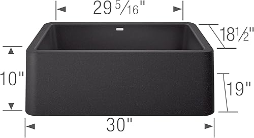 Vista 55 de Blanco Ikon Silgranit - Fregadero de cocina, 27x19x9, negro carbón