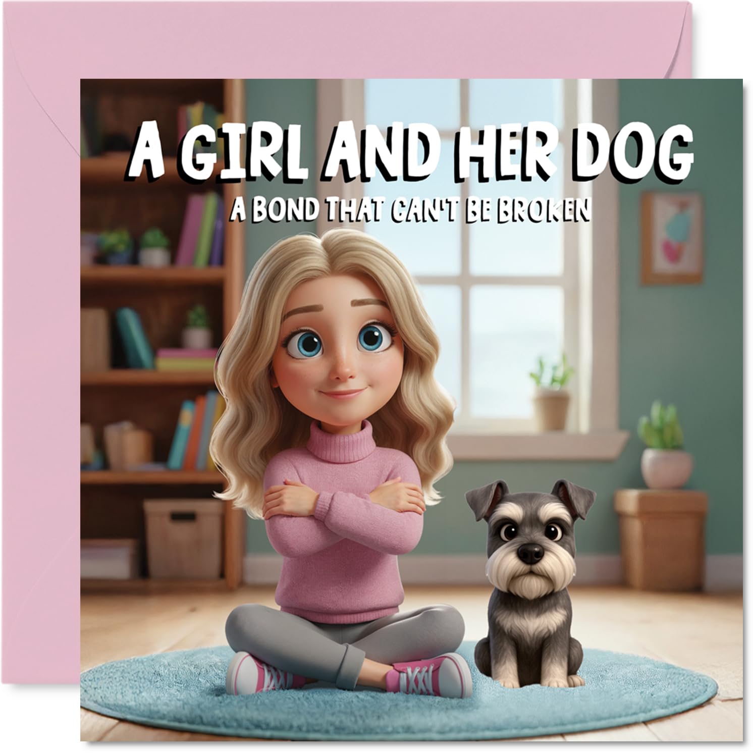 Miniature Schnauzer Birthday Card for Women - A Girl and Her Dog - Happy Birthday Card for Women, 145mm Female Greeting Cards