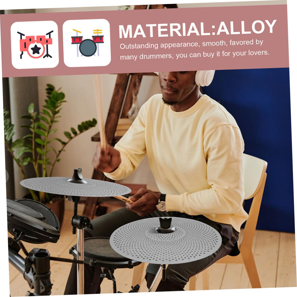 UPKOCH Set 2 Piatti Batteria Jazz Silenziosi 14/16 Pollici in Lega Resistente, Accessori per Batteria Riduzione Vibrazioni e Montaggio Facile per Performance Nitide
