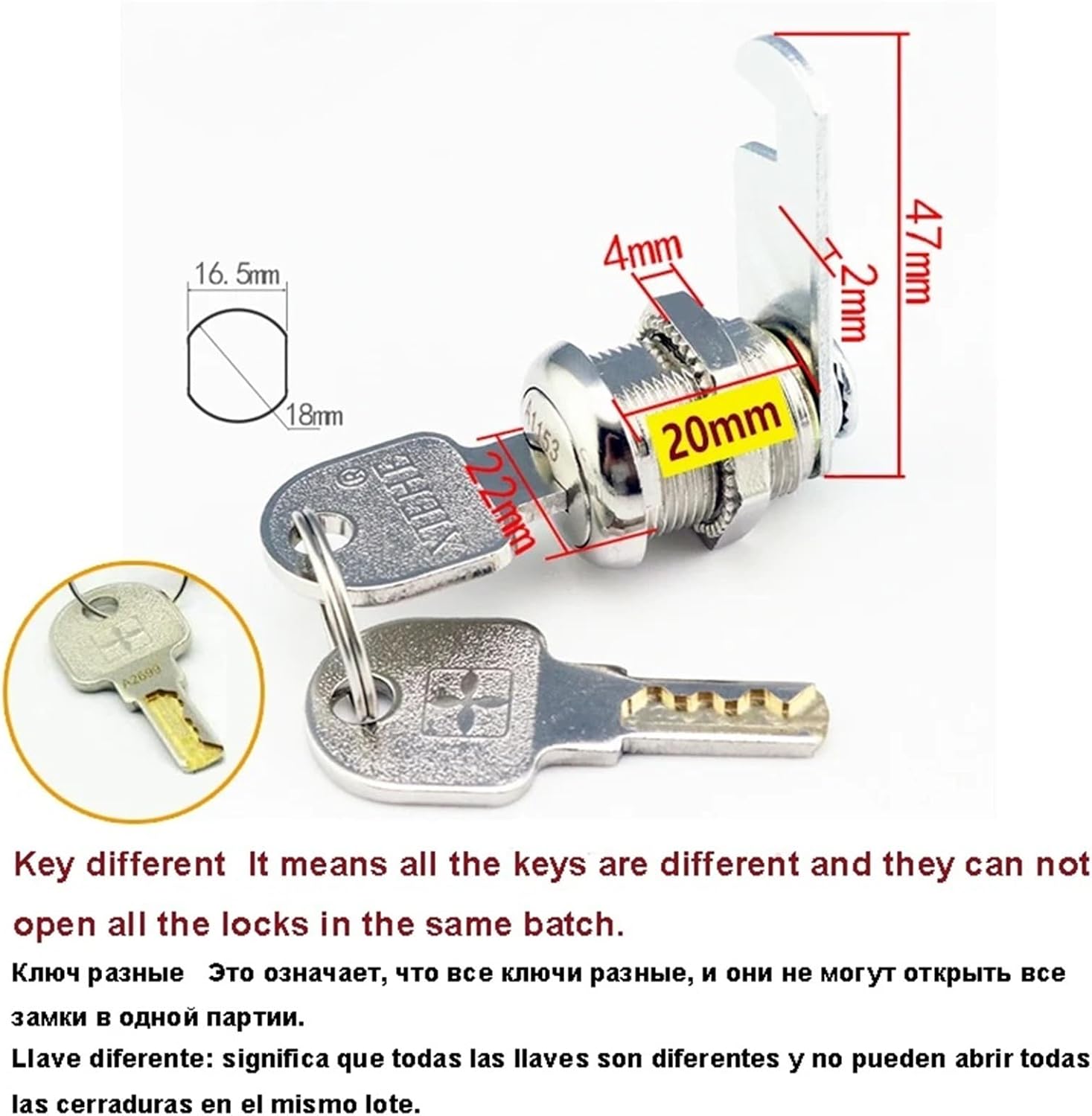 Cam Lock for Cash BoxGym Cabinet Sliding Door School Locker Office Drawer Hardware Tool MS486 I 1Pcs(A)
