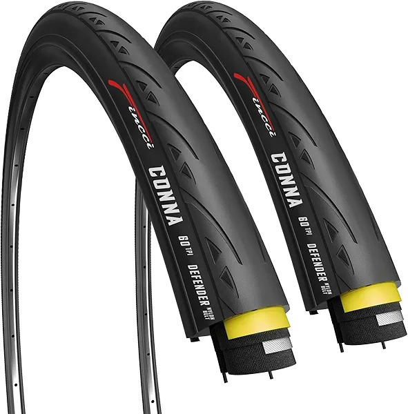 Fincci Conna Pair 700x23c Tires Road Bike 23-622 Foldable Bike Tire 60TPI with 1mm Antipuncture Protection for Cycling Racing Touring - Pack of 2 Bicycle Tires 700 x 23c
