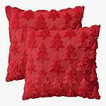 AVOIN colorlife Couverture d'oreiller vert de l'arbre de Noël 2, 18 x 18 Inch Soft Plush Faux Fur Jacquard Festivals Hiver Coussin Décoration pour canapé