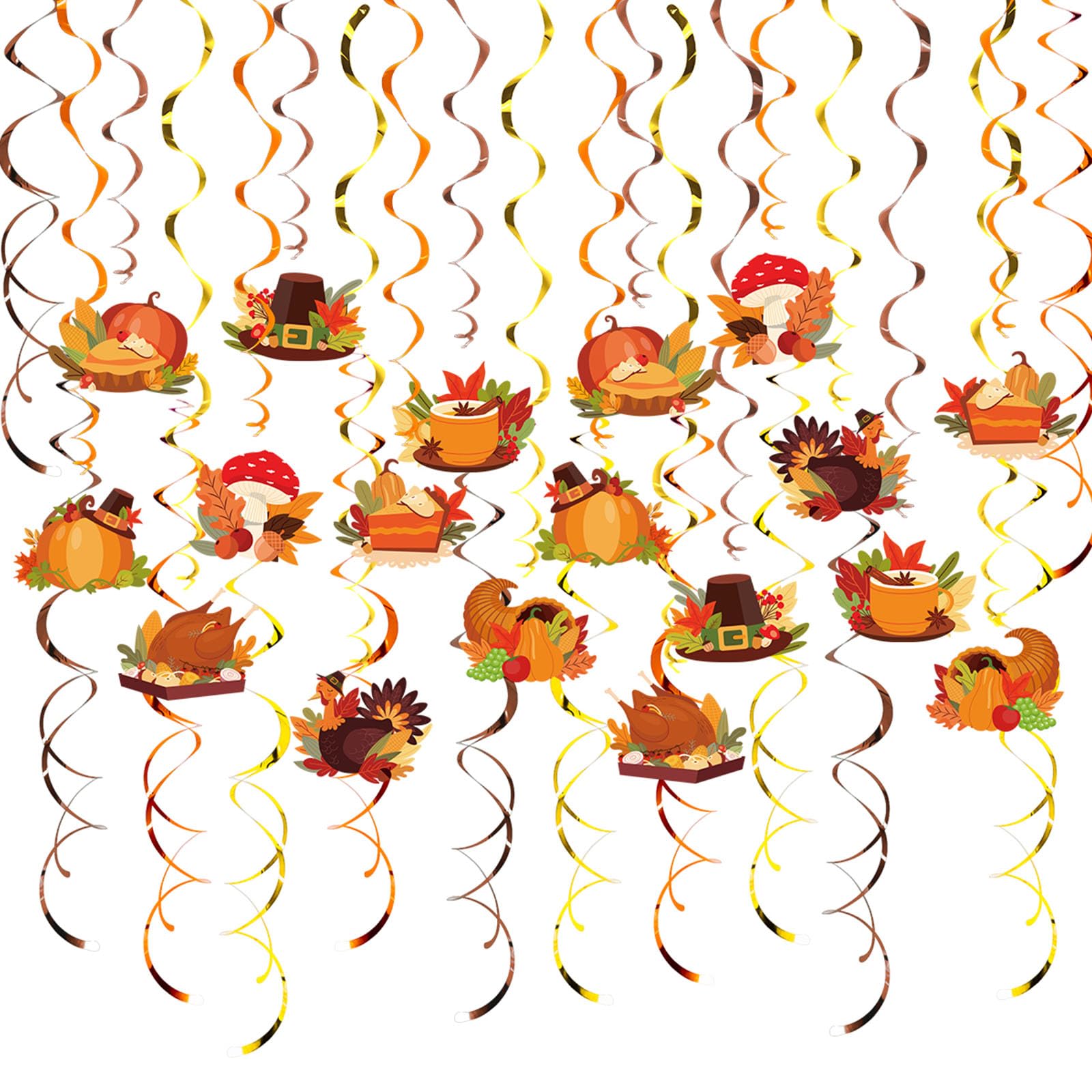 Delicate Thanksgiving Spirals Ornament Elegant Spirals Hanging Set Multicolored Outdoor Decorations Hangings Set