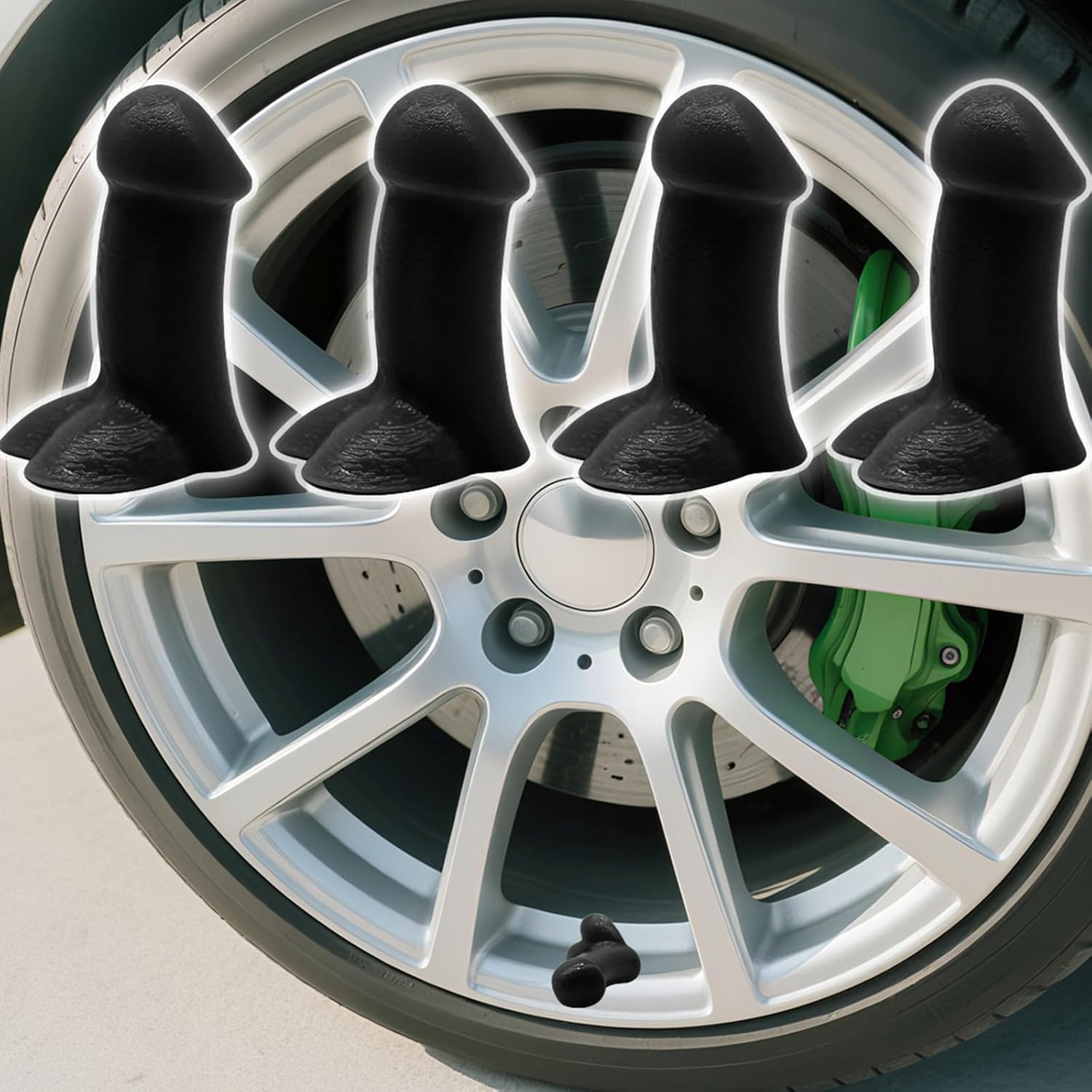 Prank Valve Stem Covers Creative Pencil Tire Valve Stem Caps Funny Glow in The Dark Universal Car Luminous Tire Stem Kit Dust Proof Covers Suitable for Cars,Bike,Trucks,Motor(Black 4pcs)