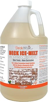 DeckWise Deck Ice Melt, 1-Gal All-Natural Preventative Deicer & Snow Melt for Outdoor Decks, Concrete, Driveways, Pavers. Liquid Deck Ice Melt Safer for Pets/People/Plants Than Salt Crystal Pellets