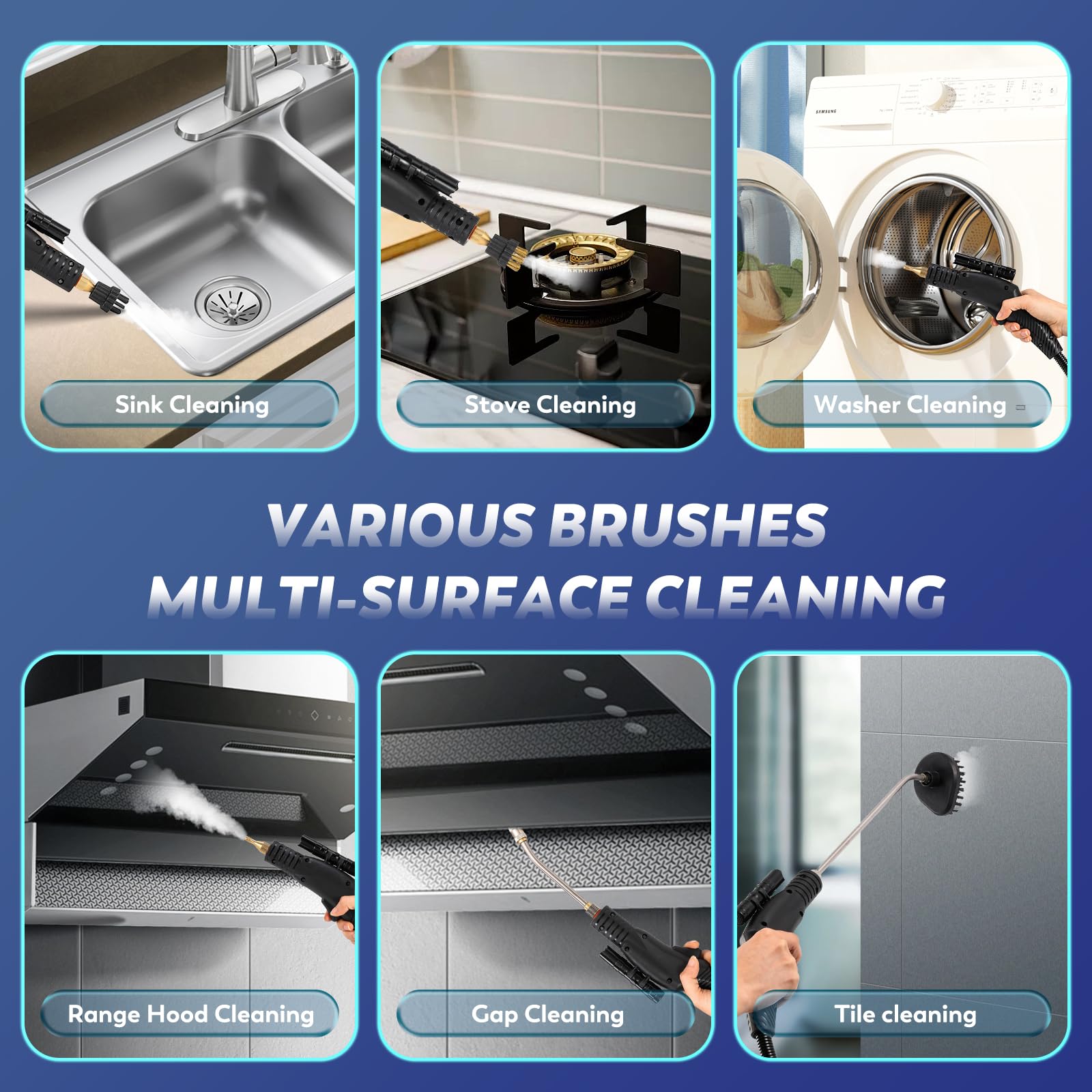 Moongiantgo Steam Cleaner, 1700W High Pressure Handheld Steamer for Cleaning, Chemical-Free Cleaning Machine for Home Use Bathroom Grout Tile Kitchen Grease Floor Gaps Auto Detailing