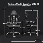 Yaheetech Chaise de jeu, chaise d'ordinateur avec appuie-tête et soutien Lombaire de massage, chaise de jeu ergonomique réglable en hauteur chaise de bureau en cuir avec siège pivotant, noir