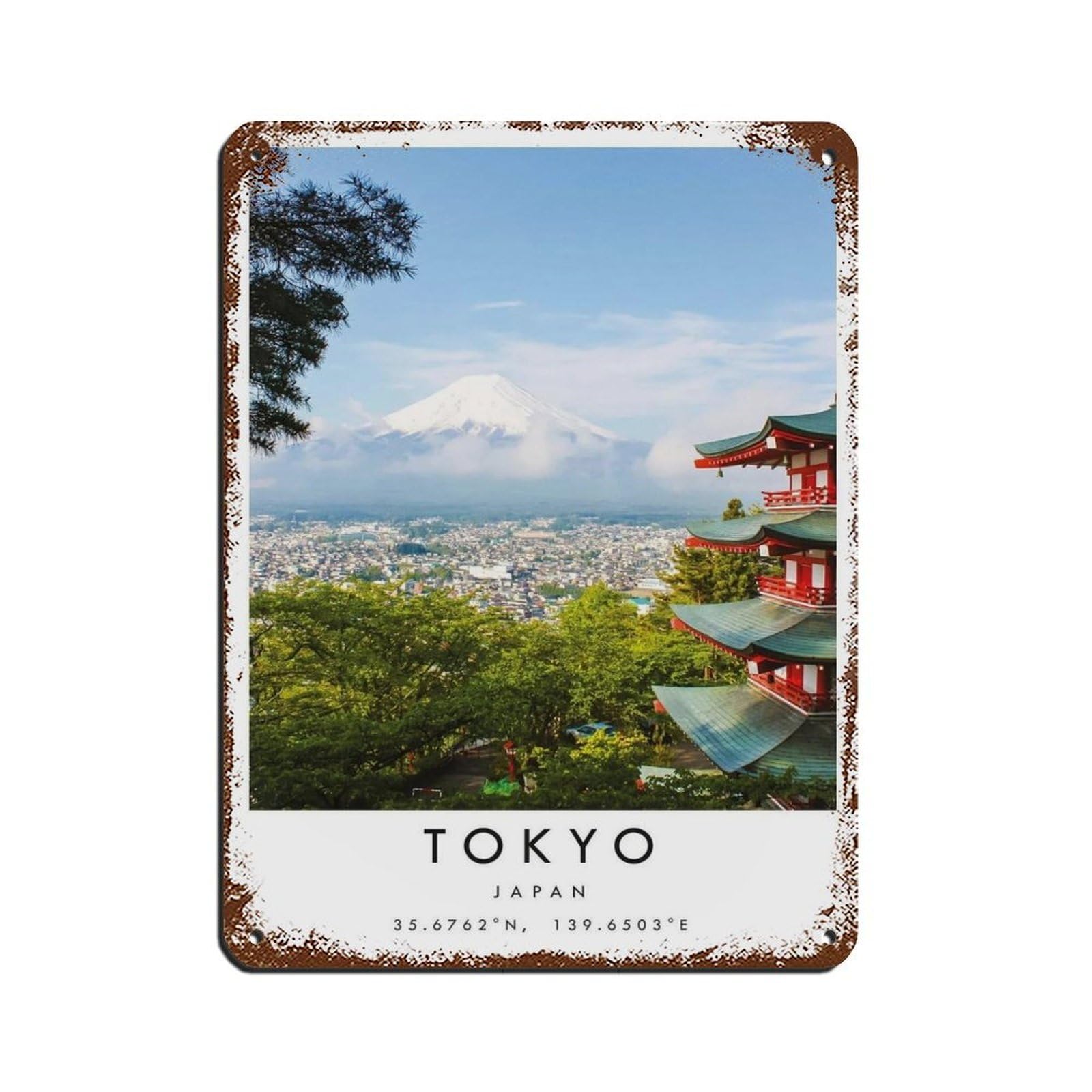 Tokyo Travel, Mount Fuji Retro Poster Metal Tin Sign Chic Art Retro Iron Painting Bar People Cave Cafe Family Garage Poster Wall Decoration 12x16inch(30x40cm)