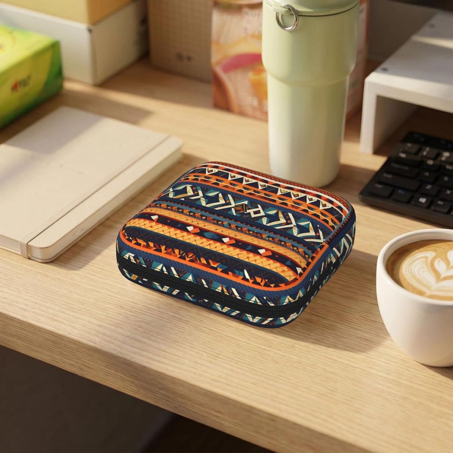 African National Patterns Print Women Period Bag Sanitary Pouch Portable Pad Pouch Tampon Holder Small Zipper Pouch Storage Bag