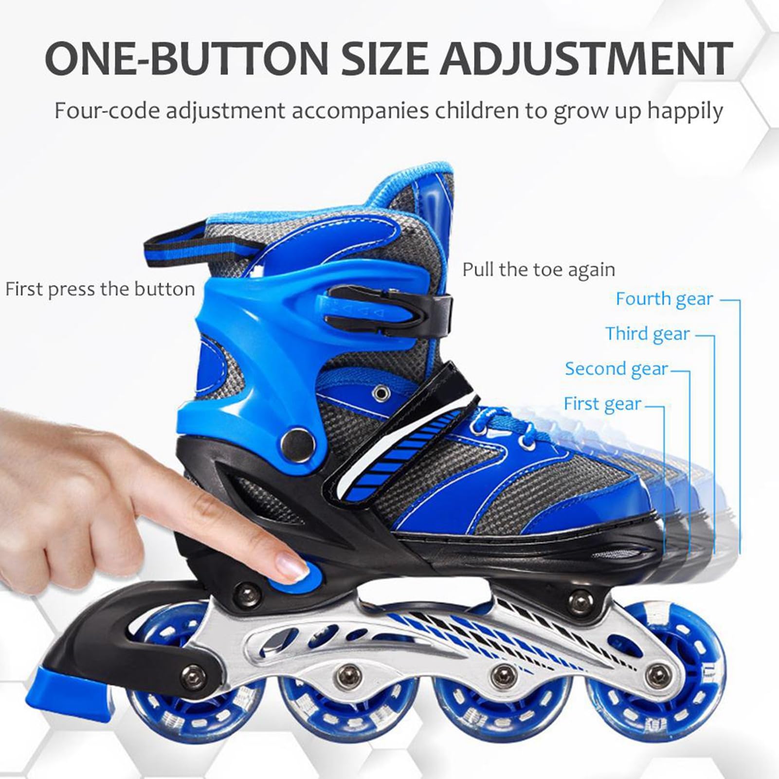 Ejoyous Rolki Inline, Regulowane łyżwy Fitness Unisex z potrójną ochroną, Płynna Jazda, Idealne dla Dzieci i Dorosłych, Rozmiary 33-42