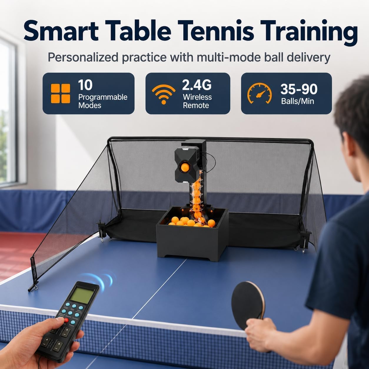 Macchina automatica per palline da ping pong, per 100 palline