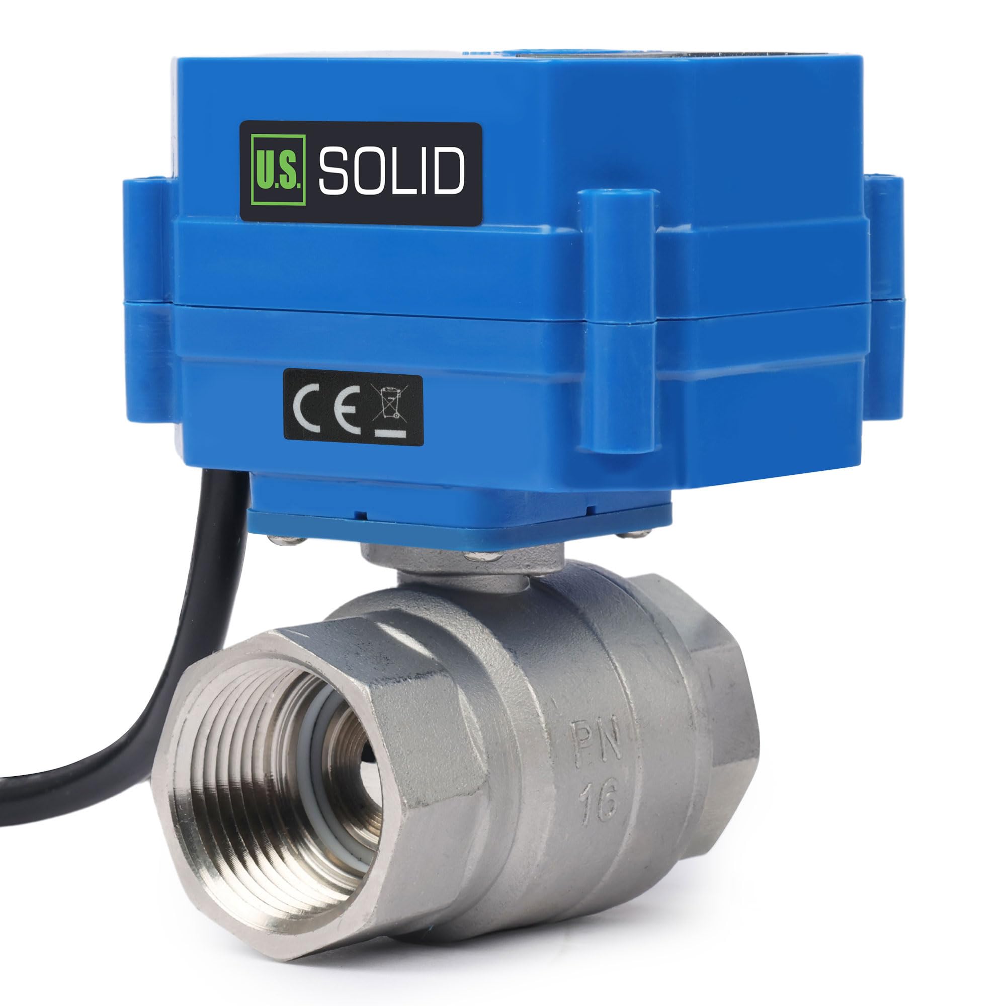 U.S. Solid Valvola a sfera motorizzata da 1" con spina 220VAC DN25 in acciaio inox, ritorno automatico, normalmente chiuso