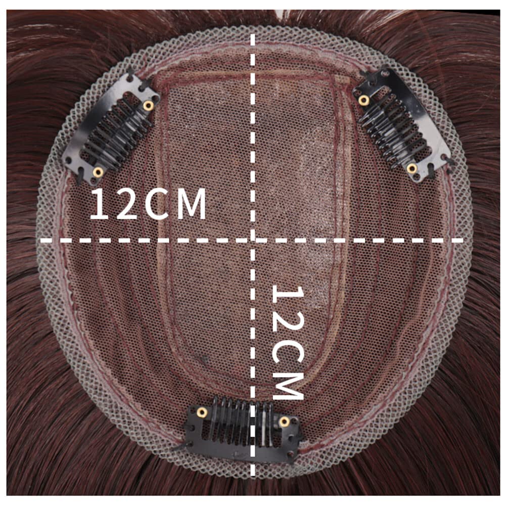 Fringe Hairpiece Extension Topper 12x12cm Snythetic Straight Head Crown Replacment with Clips (40cm Jet Black)