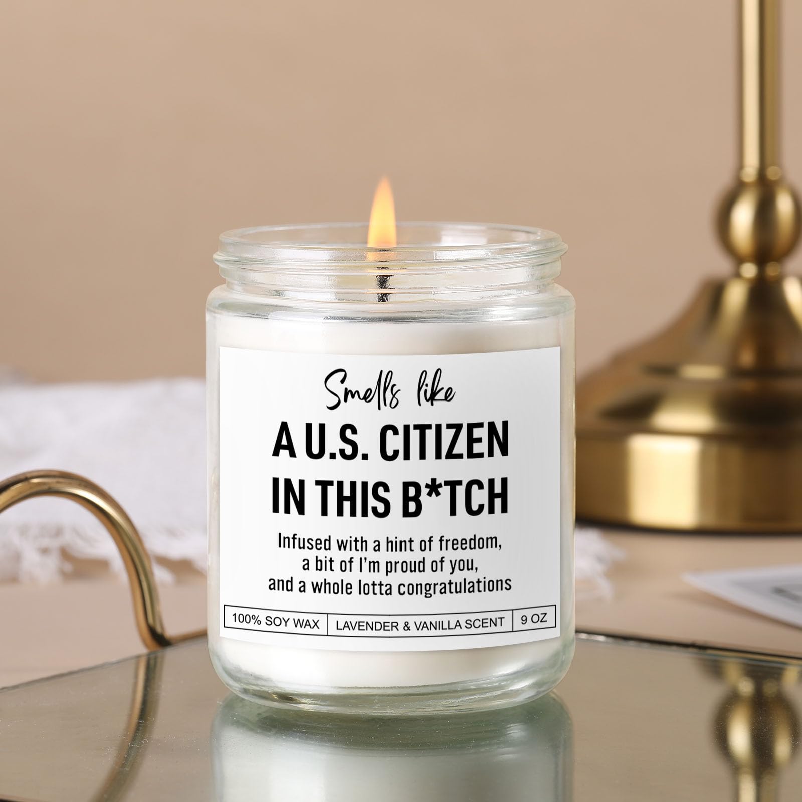 Scented Candle, US Citizenship Gifts, New American Citizen Gifts, Proud to Be an American, Citizenship Party Decorations, Congratulations Presents for New Citizens